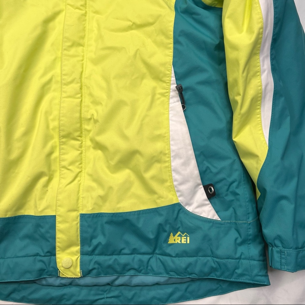 REI JACKET Girls size XL Green Yellow Color Hooded Rn 37249 A050222 - Picture 3 of 7